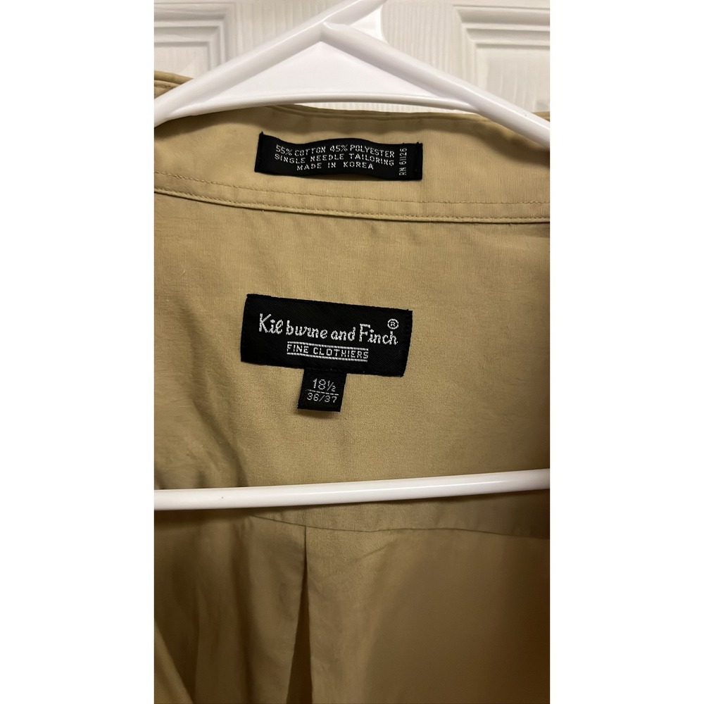 Kilburne and‎ Finch Mens Tan Dress Shirt Size 18 1/2 36/37 Button Up LS